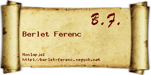 Berlet Ferenc névjegykártya